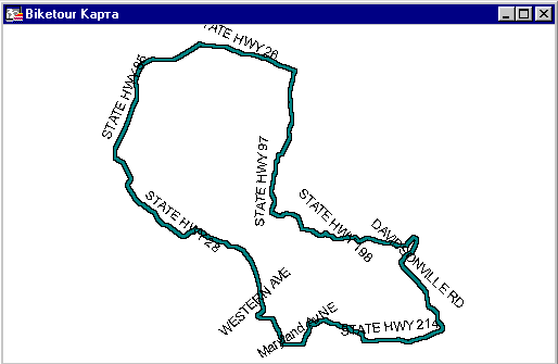 {Autolabeled bike tour map}
