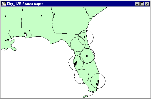 {Florida Cities and Buffers map}