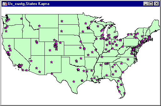 {States map with customers}