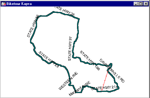 {Bike Tour map with line}
