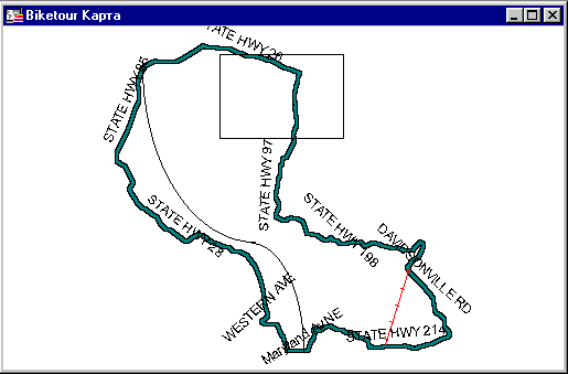 {Bike Tour map with rectangle}