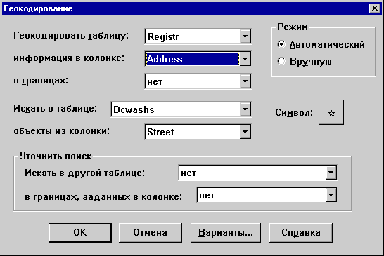 {Geocode dialog}